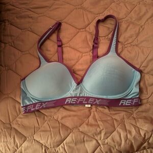 Reflex Size 1X Bra Active  Wire Free Blue Purple Women’s  Bra Comfort